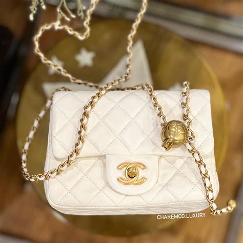 chanel bags white and gold|White Chanel bag gold hardware.